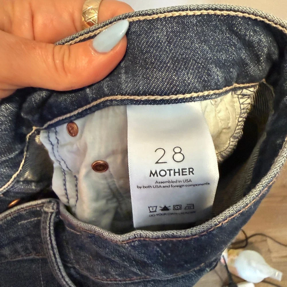 Mother‎ Superior The Pixie Tomcat Ankle Jeans Born To Bite Distressed Blue 28